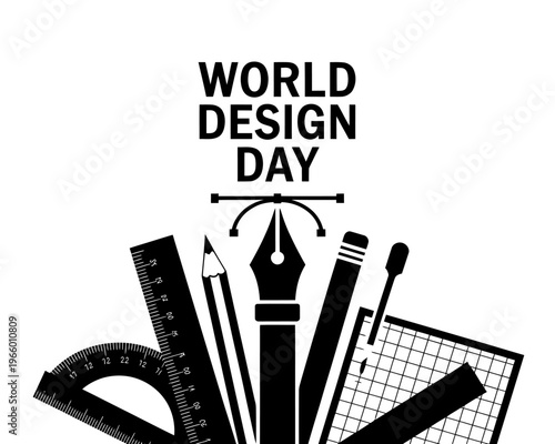 World Design Day graphic design tools and equipment illustration