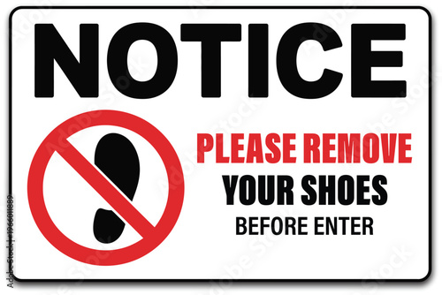 Please remove shoes sign illustration, footwear removal notice for homes, offices, and clean areas with hygiene and safety compliance.