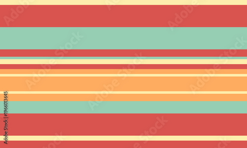 Vibrant horizontal stripes in warm, summery tones.  Perfect for backgrounds, textiles, or website design.  This cheerful, retroinspired pattern evokes feelings of happiness and optimism.