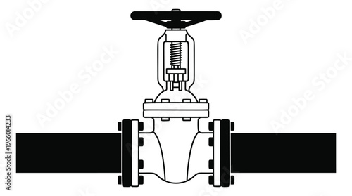 Outline illustration of a gate valve depicting flanged pipe connection for industrial and engineering design