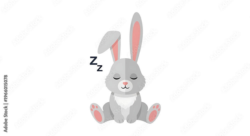 Obraz premium Sleepy rabbit, cartoon bunny, zzz, meditation, relaxation