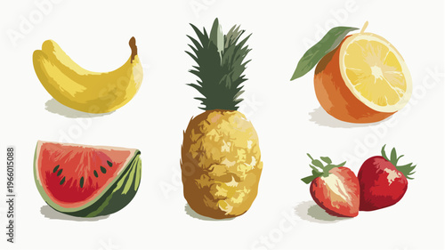 A semi realistic vector illustration fruits with clean background