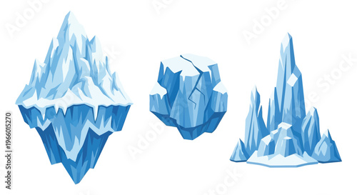 Stylized ice formations depicted in shades of blue and white creating a cool arctic scene silhouette high quality professional detailed modern