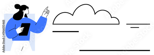 Cloud technology concept. Cloud as digital storage and computing platform. Cloud enhances data access, management, and sharing. For IT solutions, data handling, digital services, businesses