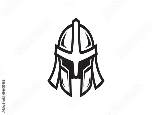 Spartan helmet icon in black and white