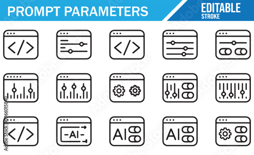 Prompt Control and AI Settings Icons for Digital System Optimization