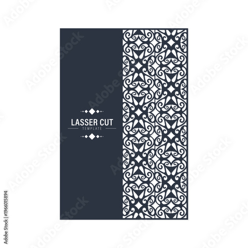 Laser cut ornamental panel template with intricate geometric pattern for decorative screen and partition