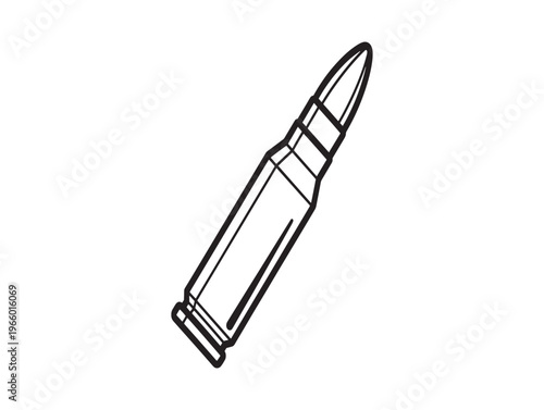 A black and white line drawing of a bullet