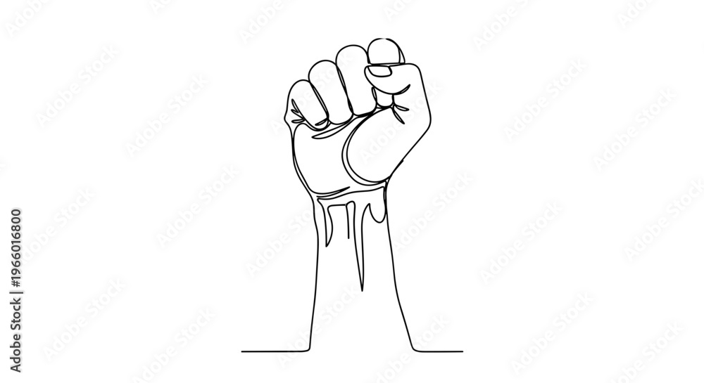 Obraz premium Hand clenched in fist symbolizing strength and resistance on transparent background 