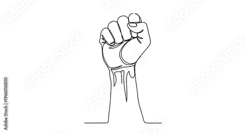 Hand clenched in fist symbolizing strength and resistance on transparent background  