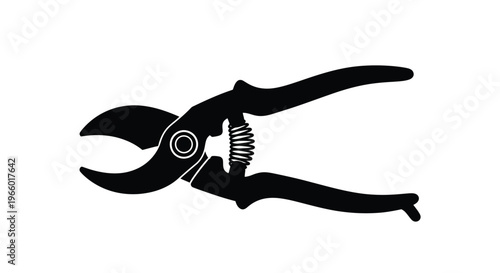 Black pruning shears displayed against a white background a striking silhouette