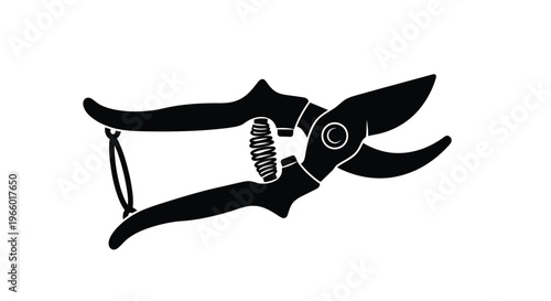Black pruning shears graphic detailed tool design isolated on white background silhouette