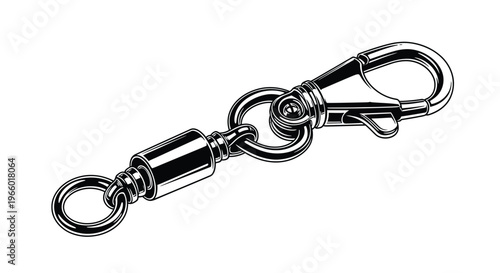 Detailed illustration of a fishing swivel showcasing its metallic components silhouette