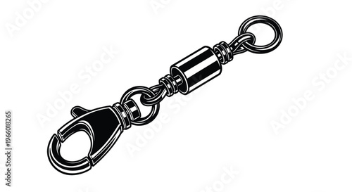 Detailed illustration of a fishing swivel showcasing its metallic construction silhouette