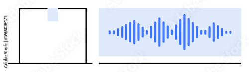 Sound wave concept. Sound waves with a speaker-thumbs up device show ideas of communication, audio technology, or signal processing. For multimedia, technology, podcasts, and sound engineering