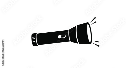 Black flashlight emitting a beam of light a striking silhouette