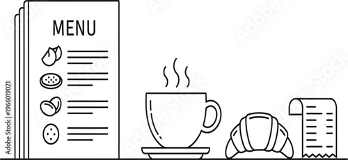 Illustration of a cozy cafe menu with beverages and pastries Vector