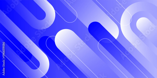 Abstract Blue Geometric Background with Dynamic Rounded Diagonal Shapes and Gradients. vector illustration