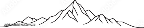 Mount Everest Himalaya minimal one line art illustration of world highest peak for adventure travel and landscape concept