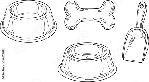 Essential pet feeding and treat storage accessories for dogs Vector