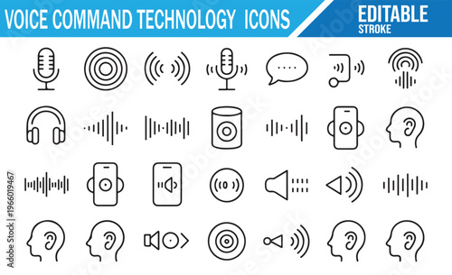 Digital Voice Command Interface with AI Assistant and Audio Communication Symbols