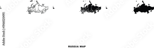 Russia map in black and white on a with country borders