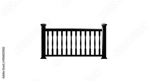 Black railing against a white background a stark silhouette