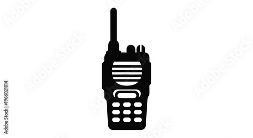 A black silhouette of a two way radio communication device silhouette