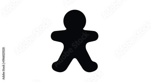 Simple black gingerbread man shape against a white background silhouette