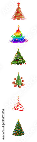 A set of colorful christmas trees