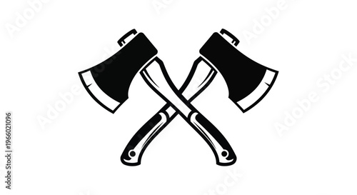 Two crossed axes presented in a striking black silhouette