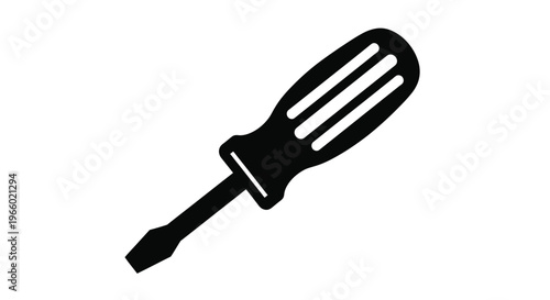 A black flathead screwdriver depicted in a stark clean silhouette