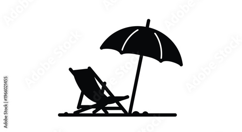 Beach chair and umbrella rest on sand a relaxing summer scene silhouette