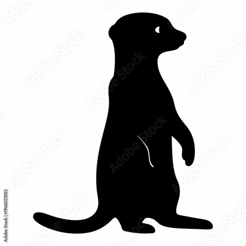 Silhouette of a Meerkat Standing Alert, a Minimalist Animal Portrait