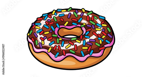 Colorful Donut with Sprinkles and Frosting.
