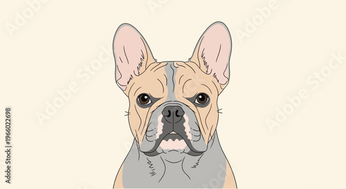 A stylized illustration of a cute french bulldog with expressive eyes and a playful face Vector