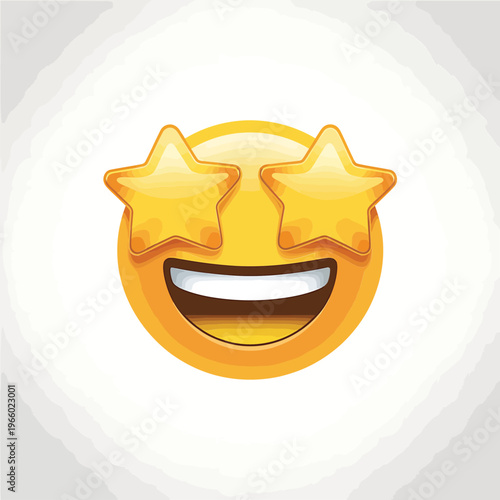 Smiling face emoji with star eyes expressing excitement and delight