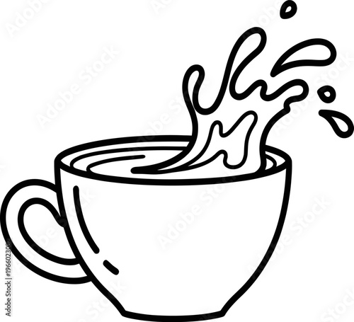 A steaming hot cup of coffee or tea