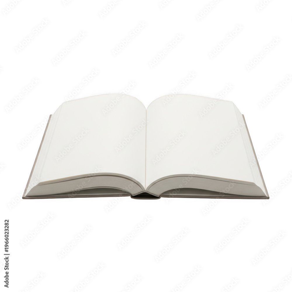 Fototapeta premium Open book with blank white pages isolated on transparent background