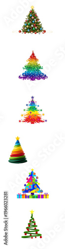 A group of colorful christmas trees