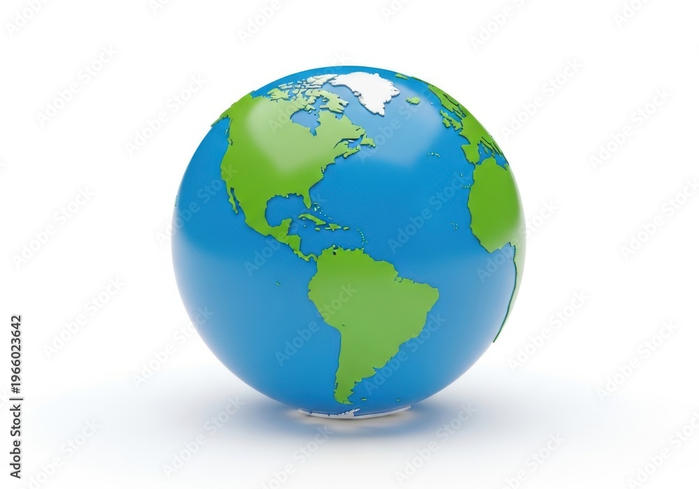 Fototapeta premium 3d globe showing north and south america isolated on white background