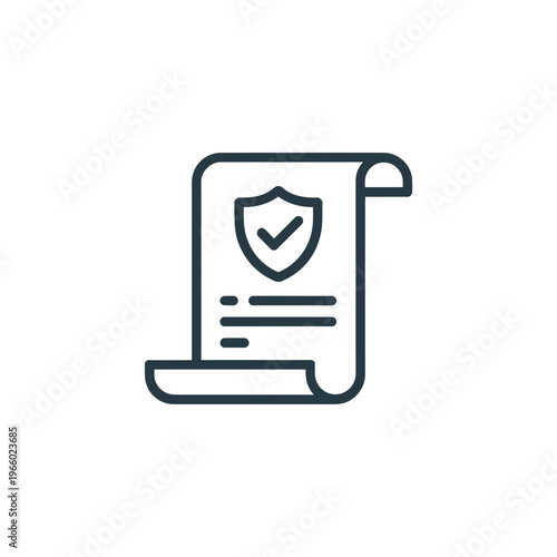 Document with shield icon represents safety security and legal protection