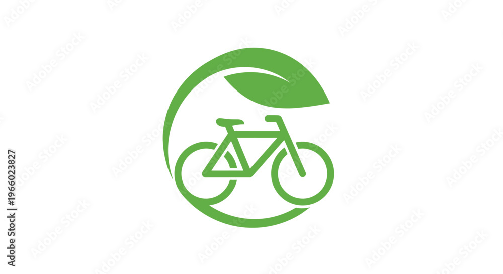 Fototapeta premium Eco friendly bicycle with leaf logo.