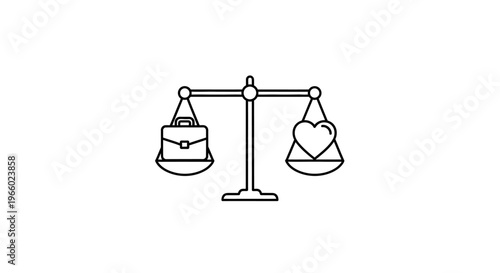 A scale balancing a purse and a heart.