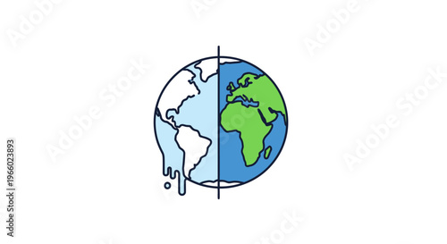 Illustration of melting Earth globe.