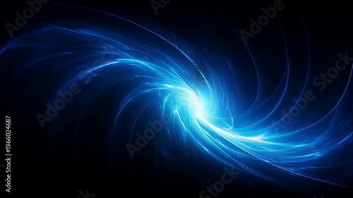 Glowing blue energy vortex with swirling lightning effects on a dark background. Generated AI