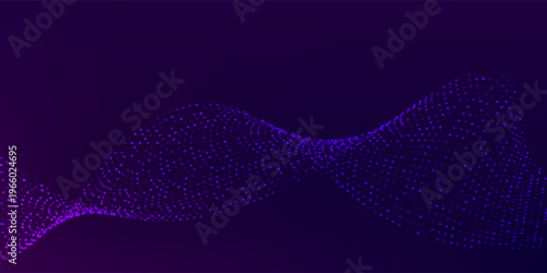 Particle stream. Purple background with many glowing particles. Information technology background. 3d rendering.