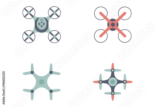 Comparison of quadcopters and hexacopters with different propellers and designs Vector, illustration

