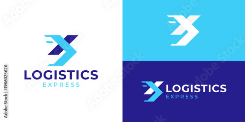 Creative simple logistic express logo template. Modern delivery service symbol, Expedition company logo design vector illustration.