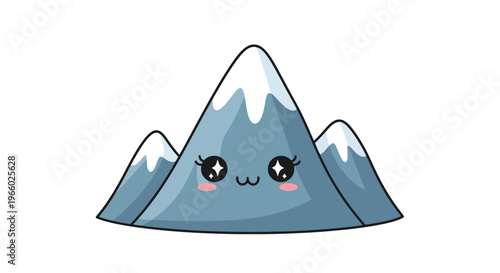 Cute Cartoon Mountain with Face.